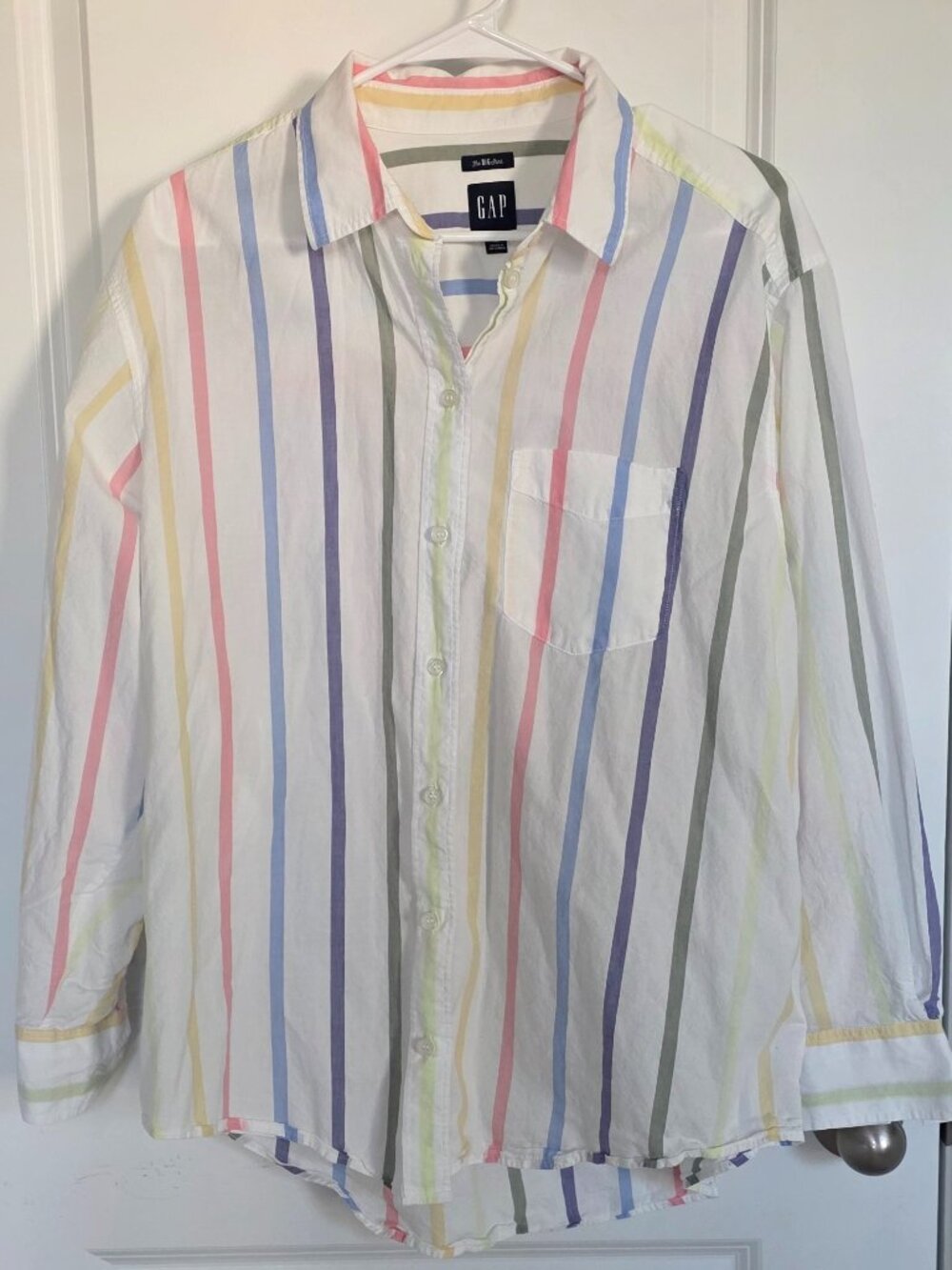 Gap Big Shirt Pastel Striped Button Down Shirt - Size Medium